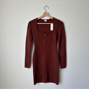NWT Abercrombie Long Sleeve Half Zip Mini Sweater Dress